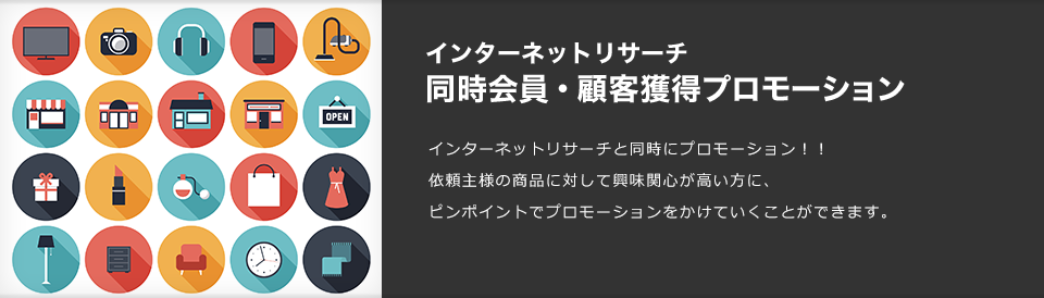 インターネットリサーチ同時会員・顧客獲得プロモーション